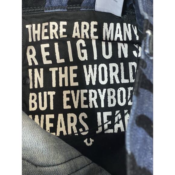 True Religion Jeans Mens 28 Blue Camo Relaxed Skinny Mid Rise Stretch Denim - Picture 10 of 15